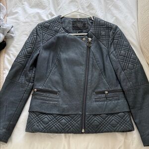 Eleven Paris Dark Gray/Blue Quilted Leather Jacket